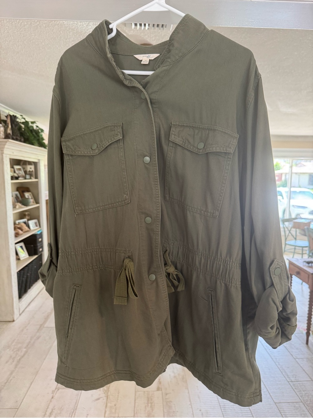 Terra & Sky Olive Green Drawstring Utility Jacket